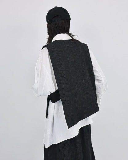 色織布料疊穿造型背心坎肩