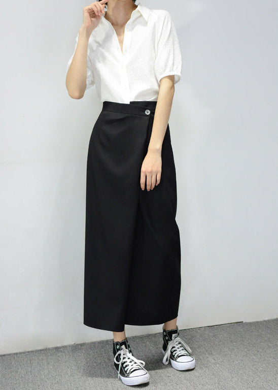 可鹽可甜～一顆扣不對稱八分裙