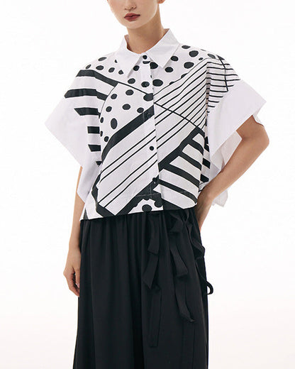 2026春夏新款蝙蝠幾何印花襯衫 AB3