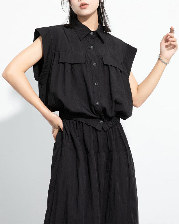 2026新款/個性設計款收腰無袖背心襯衫