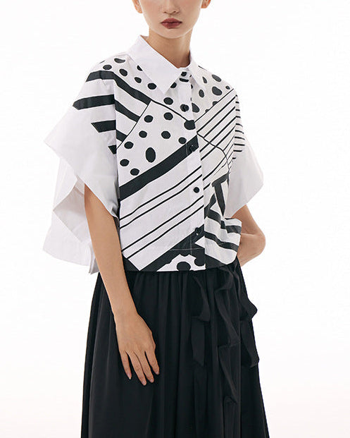 2026春夏新款蝙蝠幾何印花襯衫 AB3
