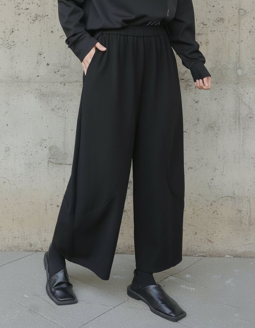 設計感寬直筒九分褲