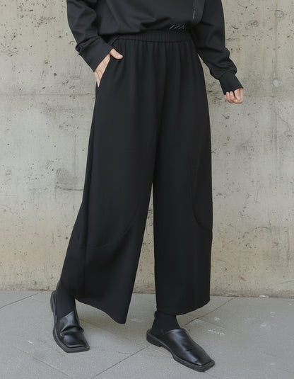 設計感寬直筒九分褲