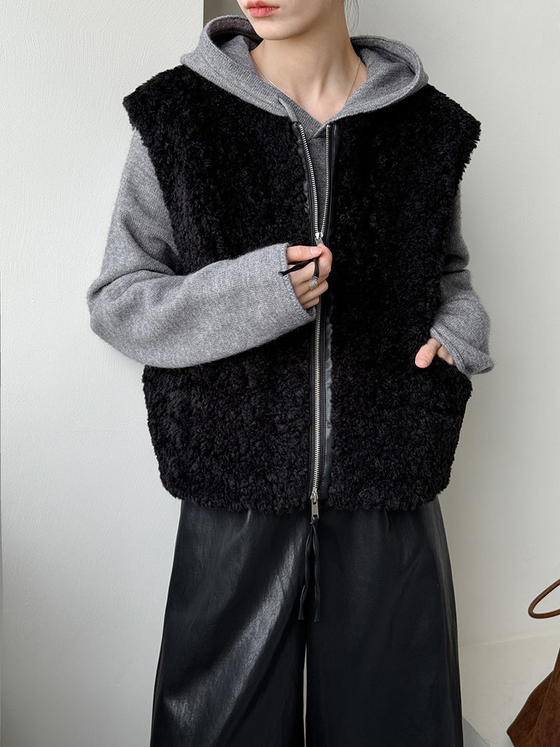 毛絨絨羊羔高質感造型保暖背心