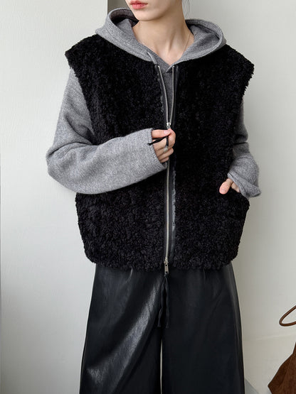 毛絨絨羊羔高質感造型保暖背心
