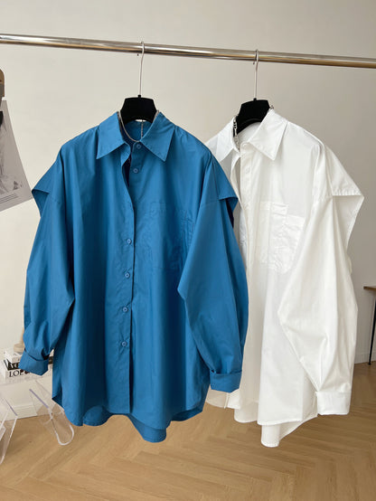 法式設計感風衣型造型襯衫