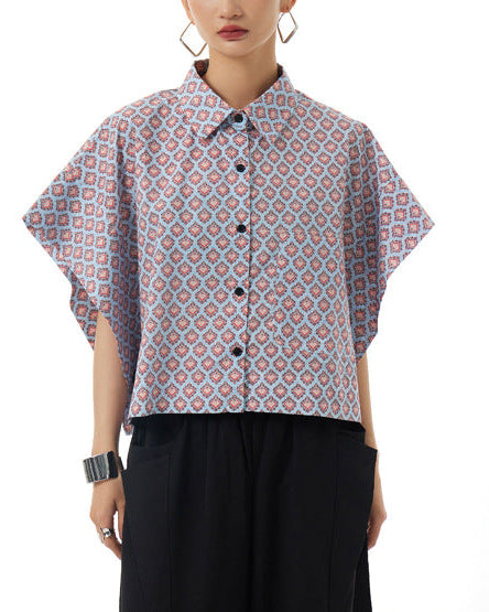 2026春夏新款蝙蝠幾何印花襯衫 FA1