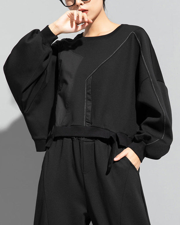 蝙蝠袖寬鬆短版衛衣