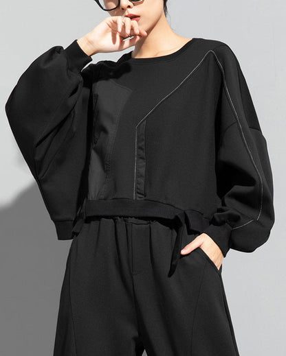蝙蝠袖寬鬆短版衛衣