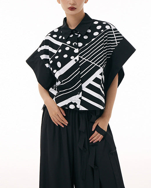 2026春夏新款蝙蝠幾何印花襯衫 AB3