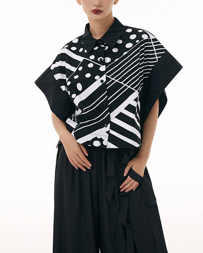 2026春夏新款蝙蝠幾何印花襯衫 AB3