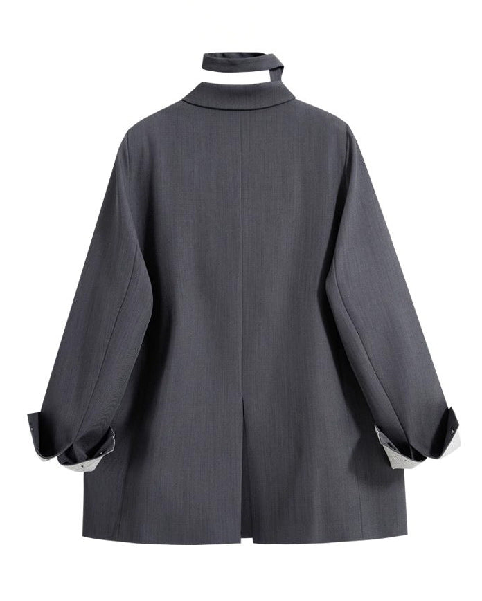 酷甜風後開叉造型西裝外套