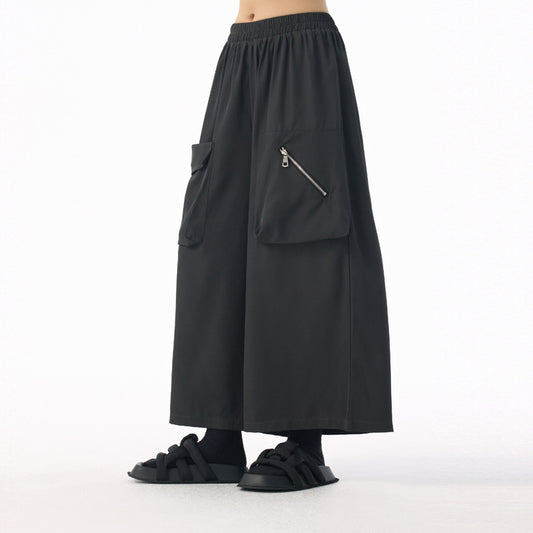 2026新款/不對稱立體口袋九分寬褲