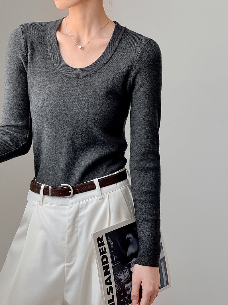 大圓領合身打底衫-四色