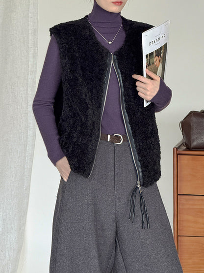 毛絨絨羊羔高質感造型保暖背心