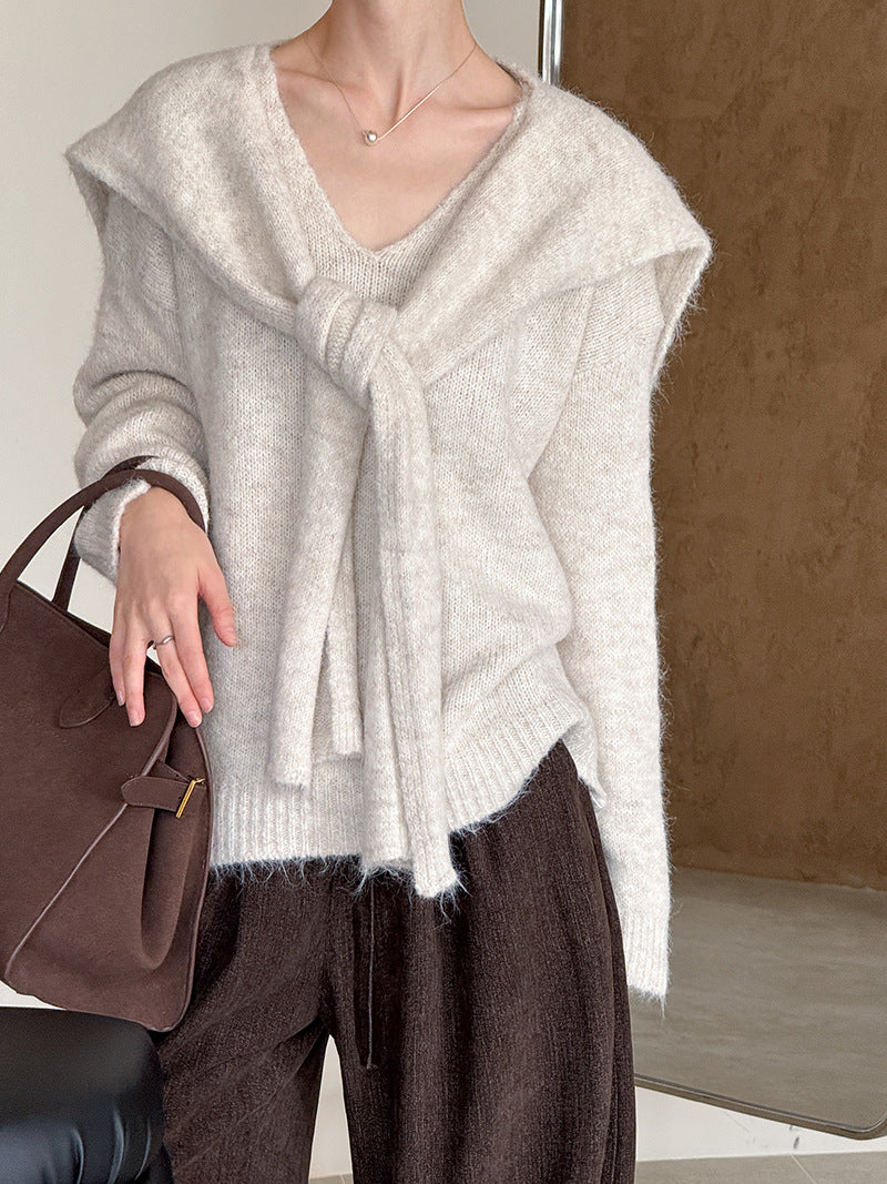 溫柔感！小姐姐毛衣＋海軍披肩（含羊毛8802）