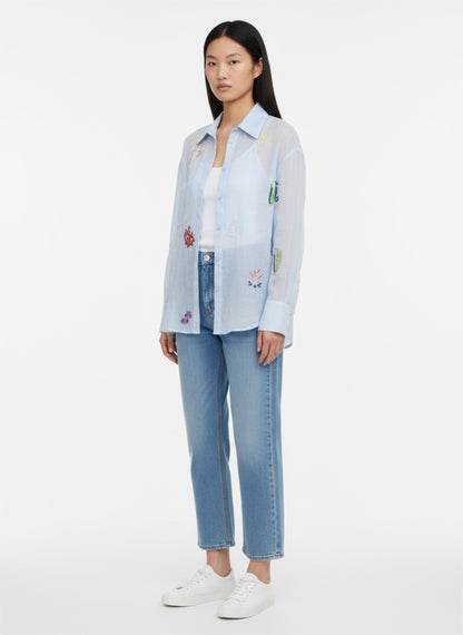 海洋之愛～重工刺繡亞麻防曬襯衣